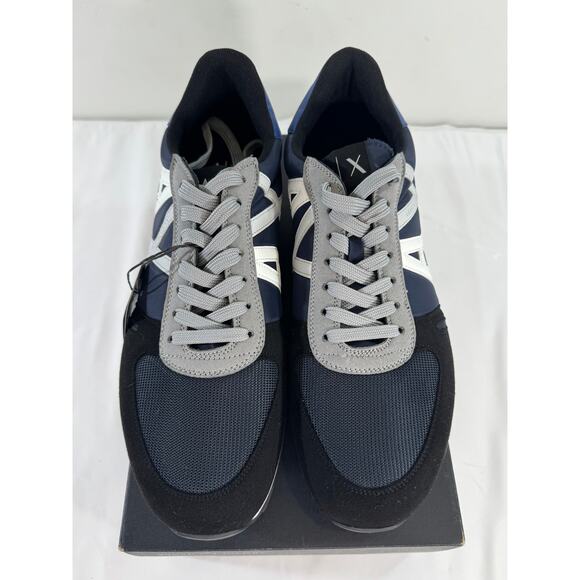 Armani Exchange Men's Sneakers Eco-Suede-Black/Navy/Grey-Sz 10 - Picture 1 of 8